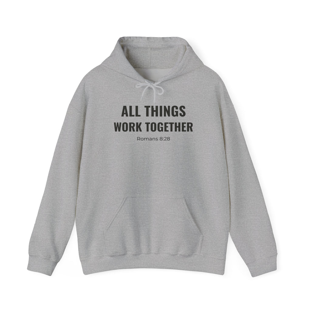 All Things Work Together Romans 8:28 hoodie in sport grey, front mockup