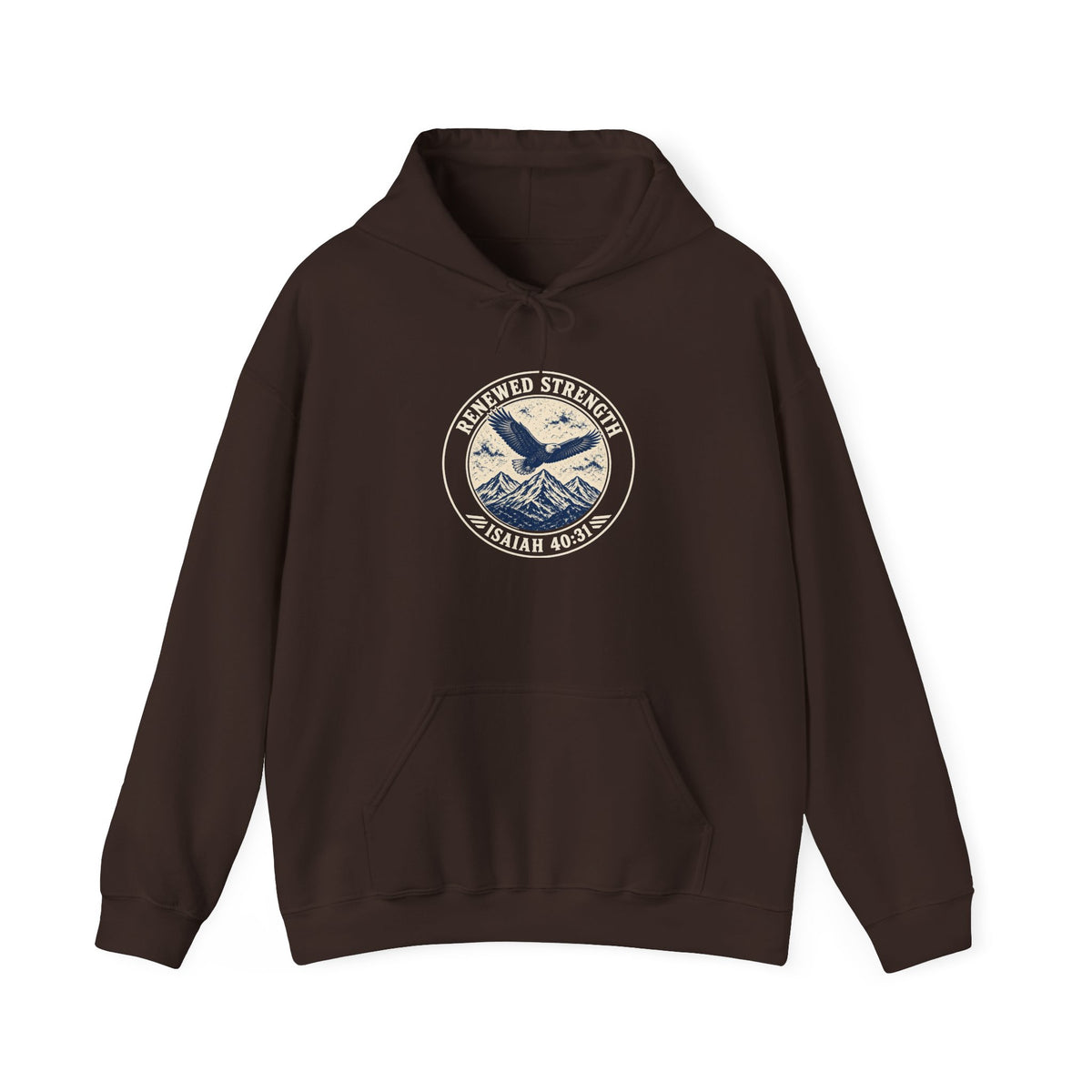Renew Your Strength Isaiah 40:31 hoodie in dark chocolate, front mockup