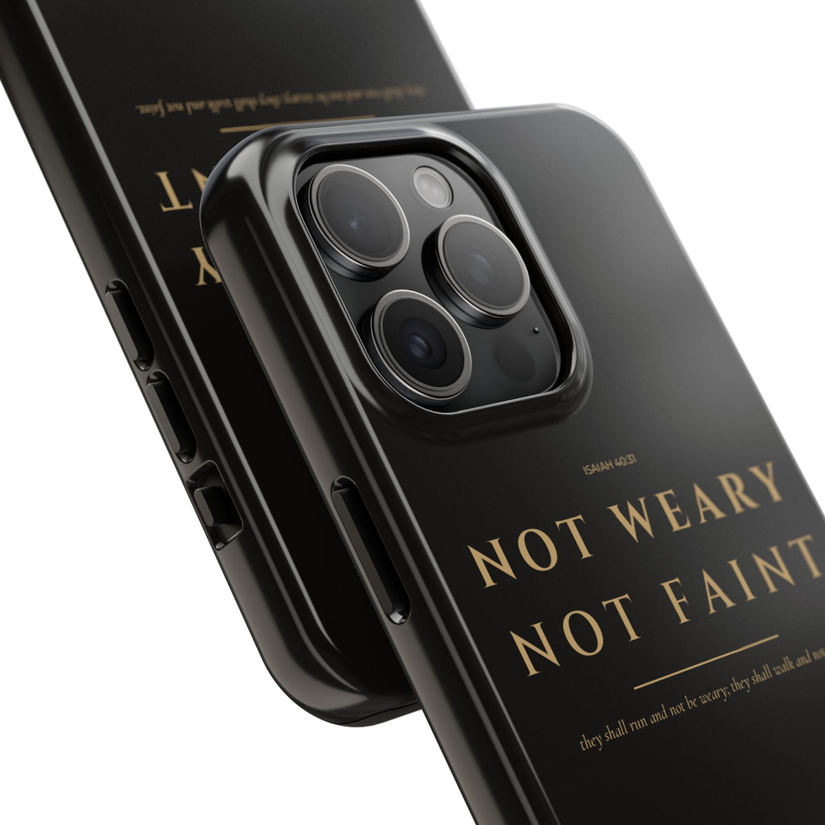 Not Weary Phone Case | Isaiah 40:31 — Black & Gold