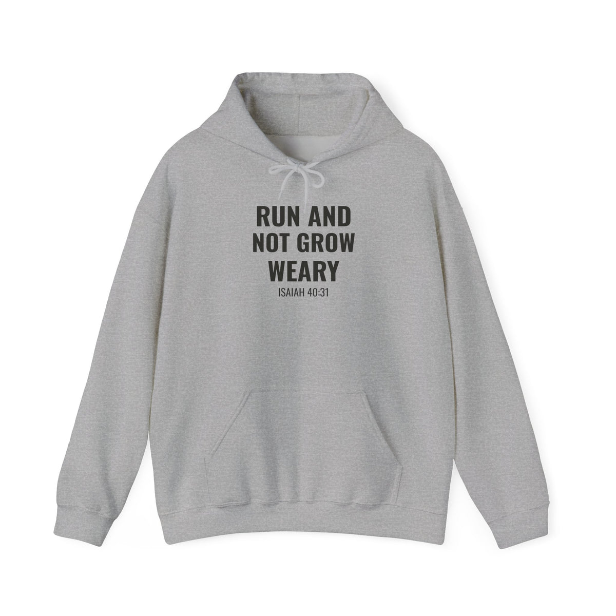 Run and Not Grow Weary Isaiah 40:31 hoodie in sport grey, front mockup