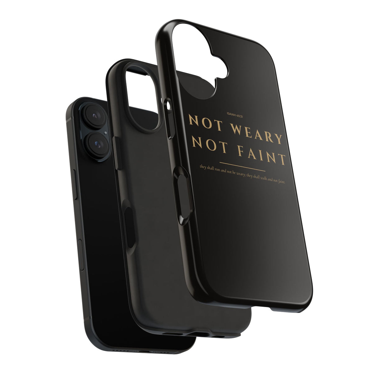 Not Weary Phone Case | Isaiah 40:31 — Black & Gold