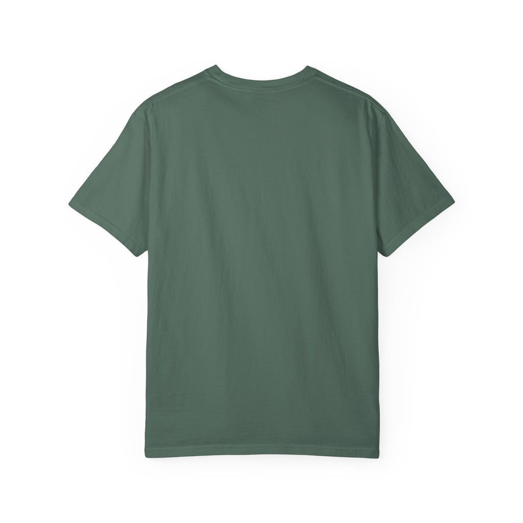 Joyful in Hope Romans 12:12 tee in blue spruce, back mockup