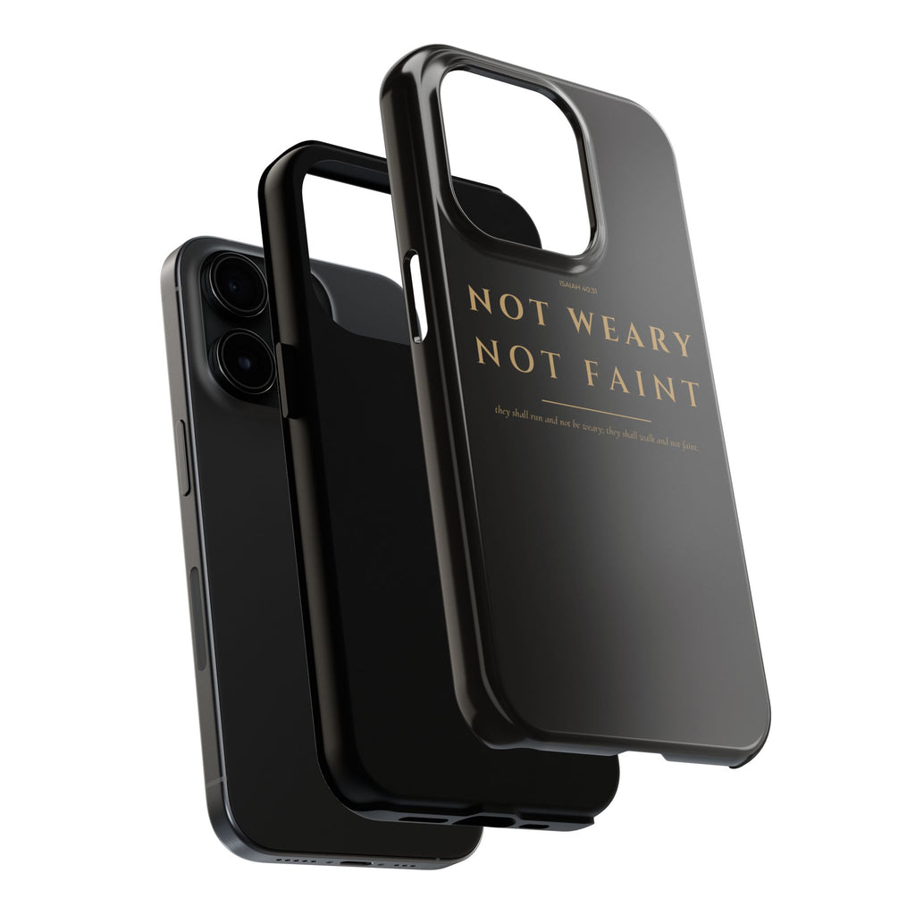 Not Weary Phone Case | Isaiah 40:31 — Black & Gold