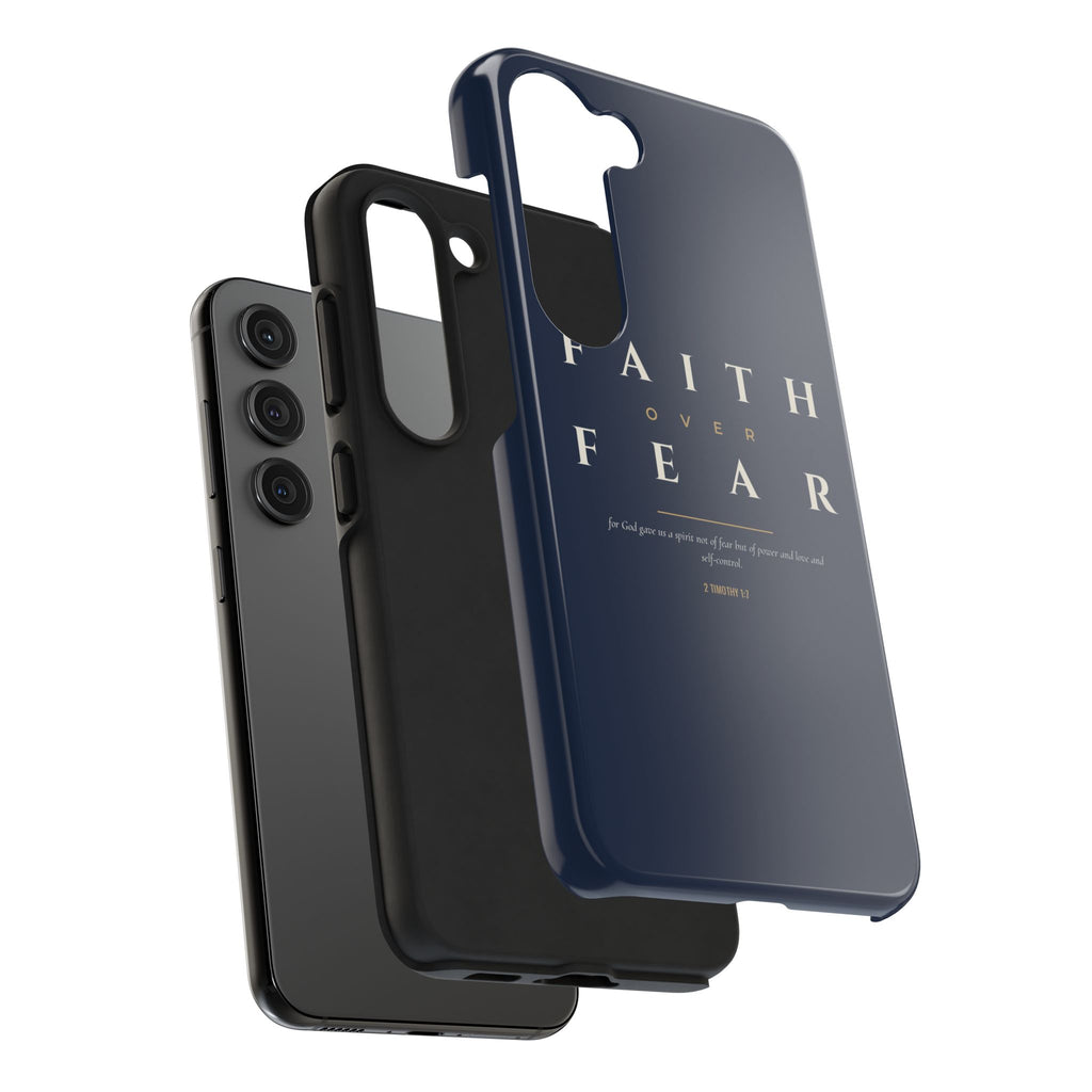 Faith Over Fear Phone Case | 2 Timothy 1:7 — Navy