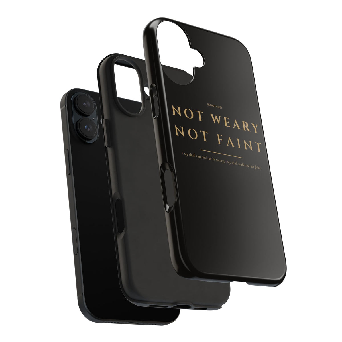 Not Weary Phone Case | Isaiah 40:31 — Black & Gold