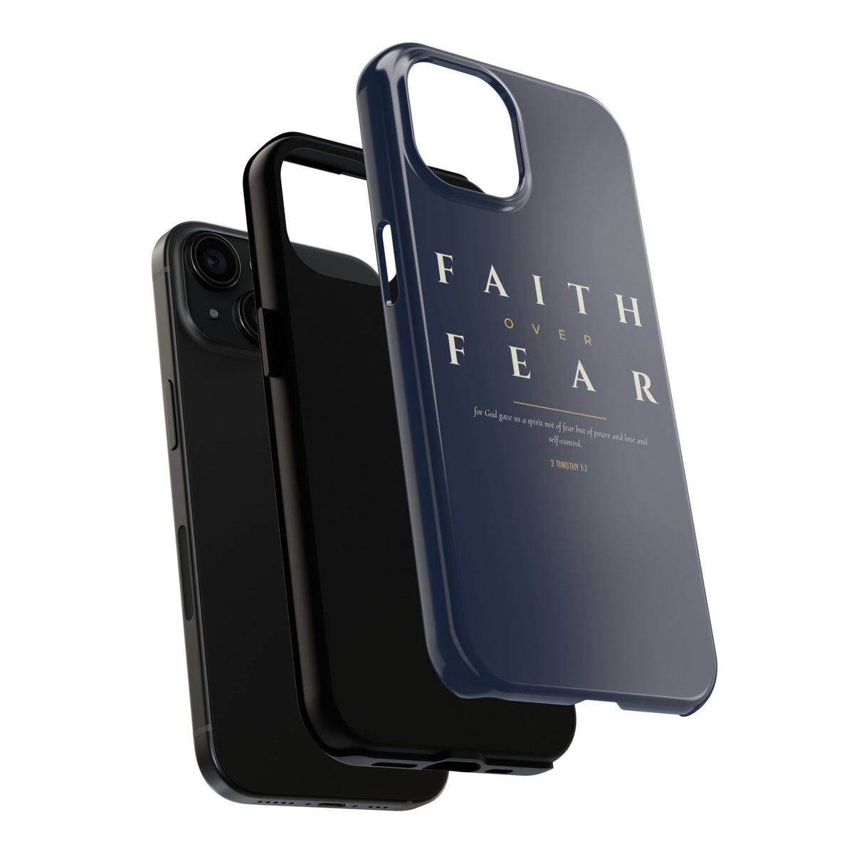 Faith Over Fear Phone Case | 2 Timothy 1:7 — Navy