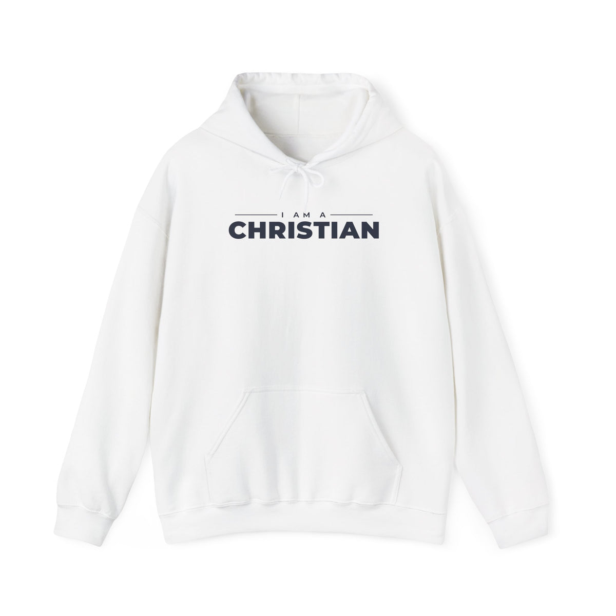 I Am a Christian Christian hoodie in white, front mockup