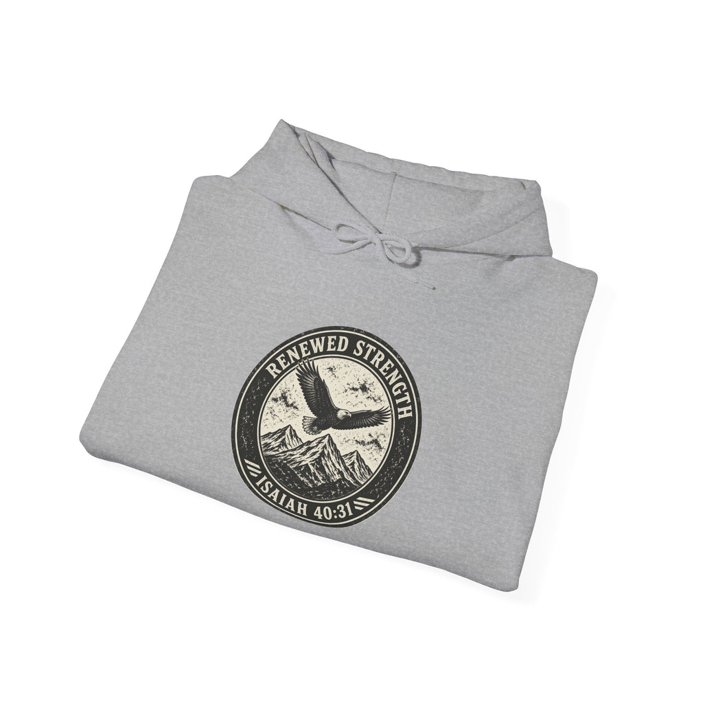 Renew Your Strength Isaiah 40:31 hoodie in sport grey, folded mockup