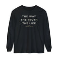 The Way The Truth The Life John 14:6 Christian long sleeve tee in black, front mockup