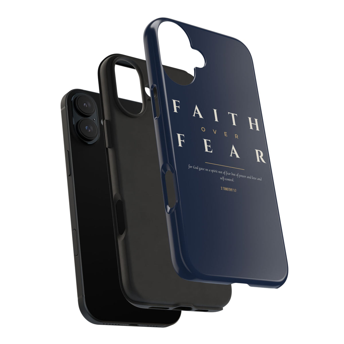 Faith Over Fear Phone Case | 2 Timothy 1:7 — Navy
