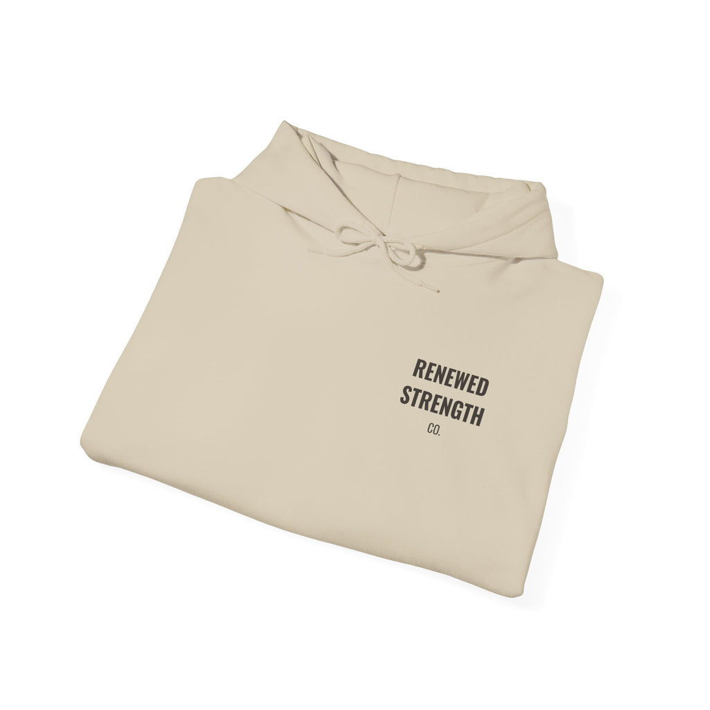 Nothing Can Separate Us Romans 8:38-39 hoodie in Sand, folded mockup