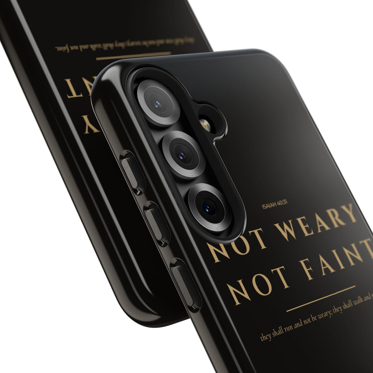 Not Weary Phone Case | Isaiah 40:31 — Black & Gold