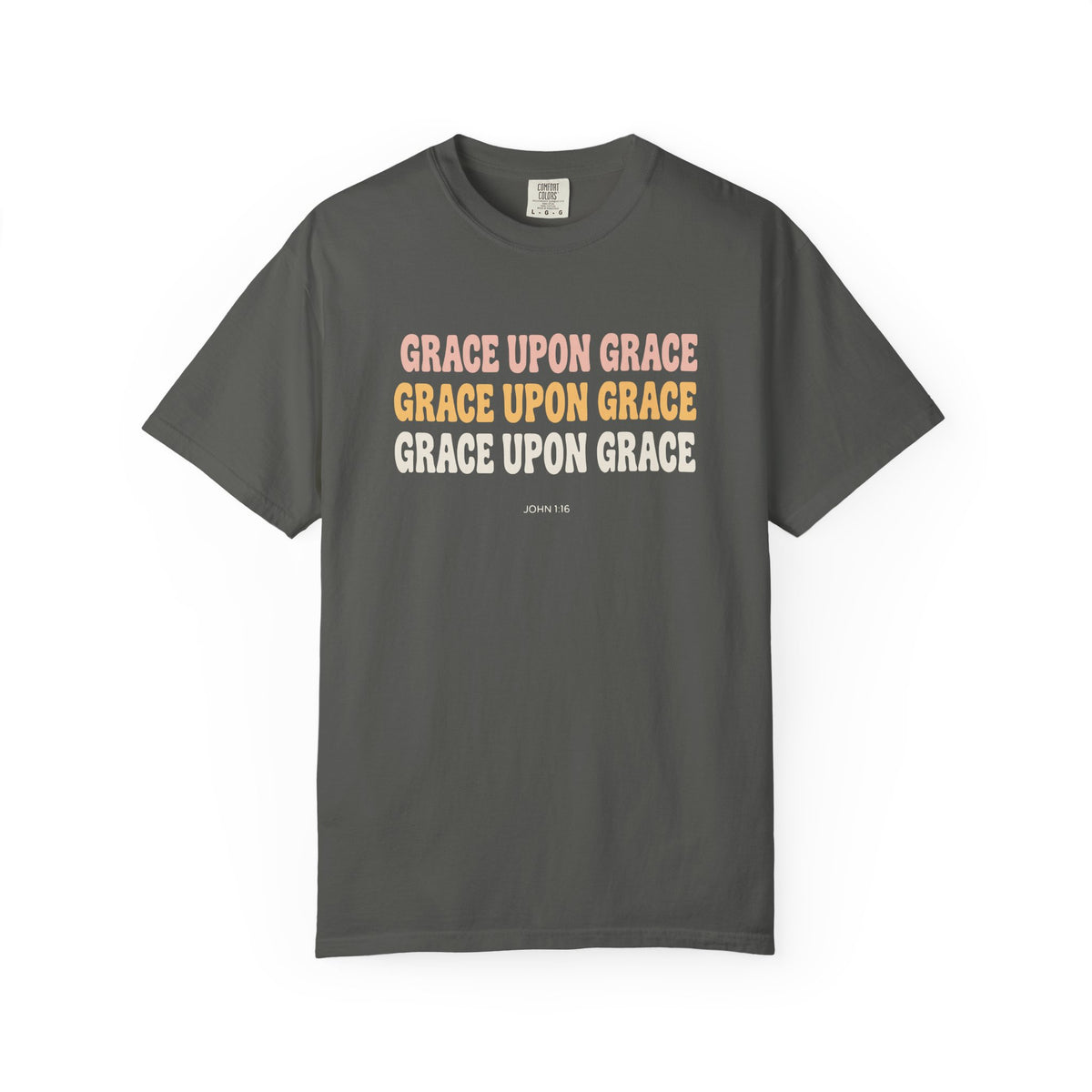 Grace Upon Grace John 1:16 tee in pepper, front mockup