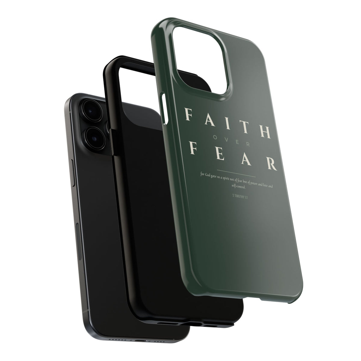 Faith Over Fear Phone Case | 2 Timothy 1:7 — Sage