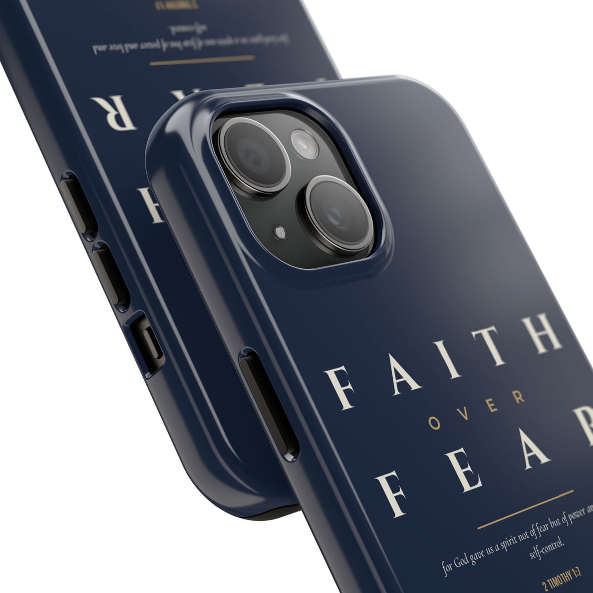 Faith Over Fear Phone Case | 2 Timothy 1:7 — Navy