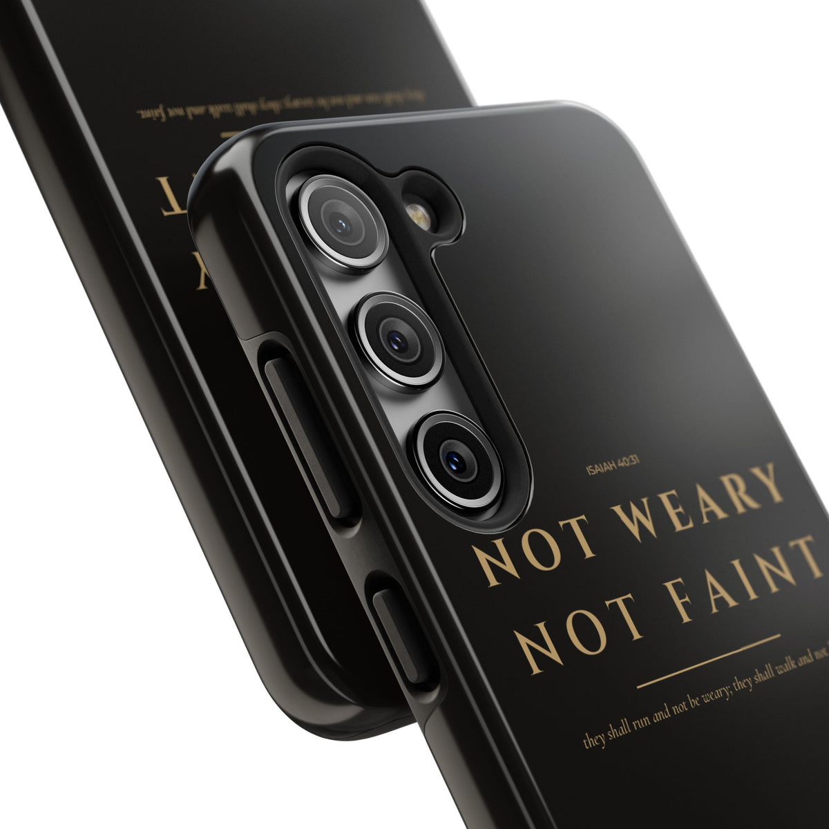 Not Weary Phone Case | Isaiah 40:31 — Black & Gold