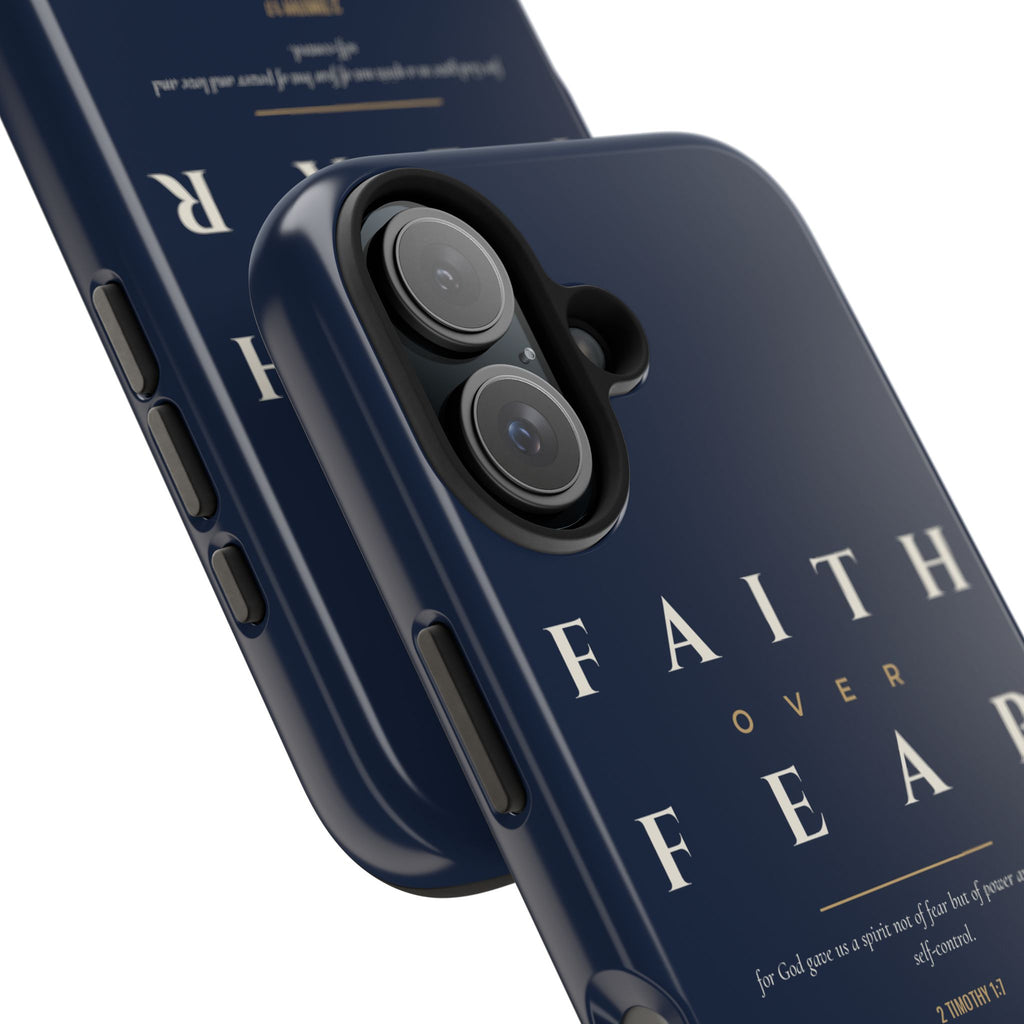 Faith Over Fear Phone Case | 2 Timothy 1:7 — Navy