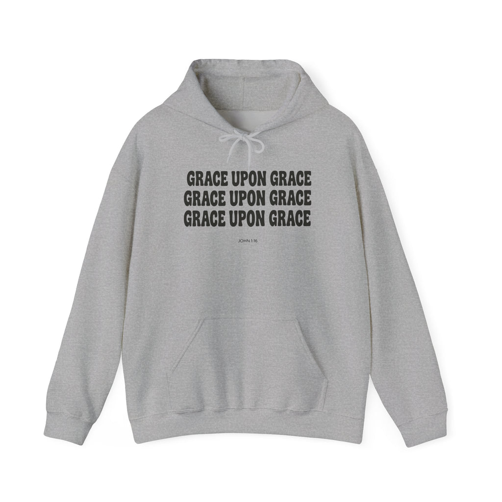 Grace Upon Grace John 1:16 hoodie in sport grey, front mockup