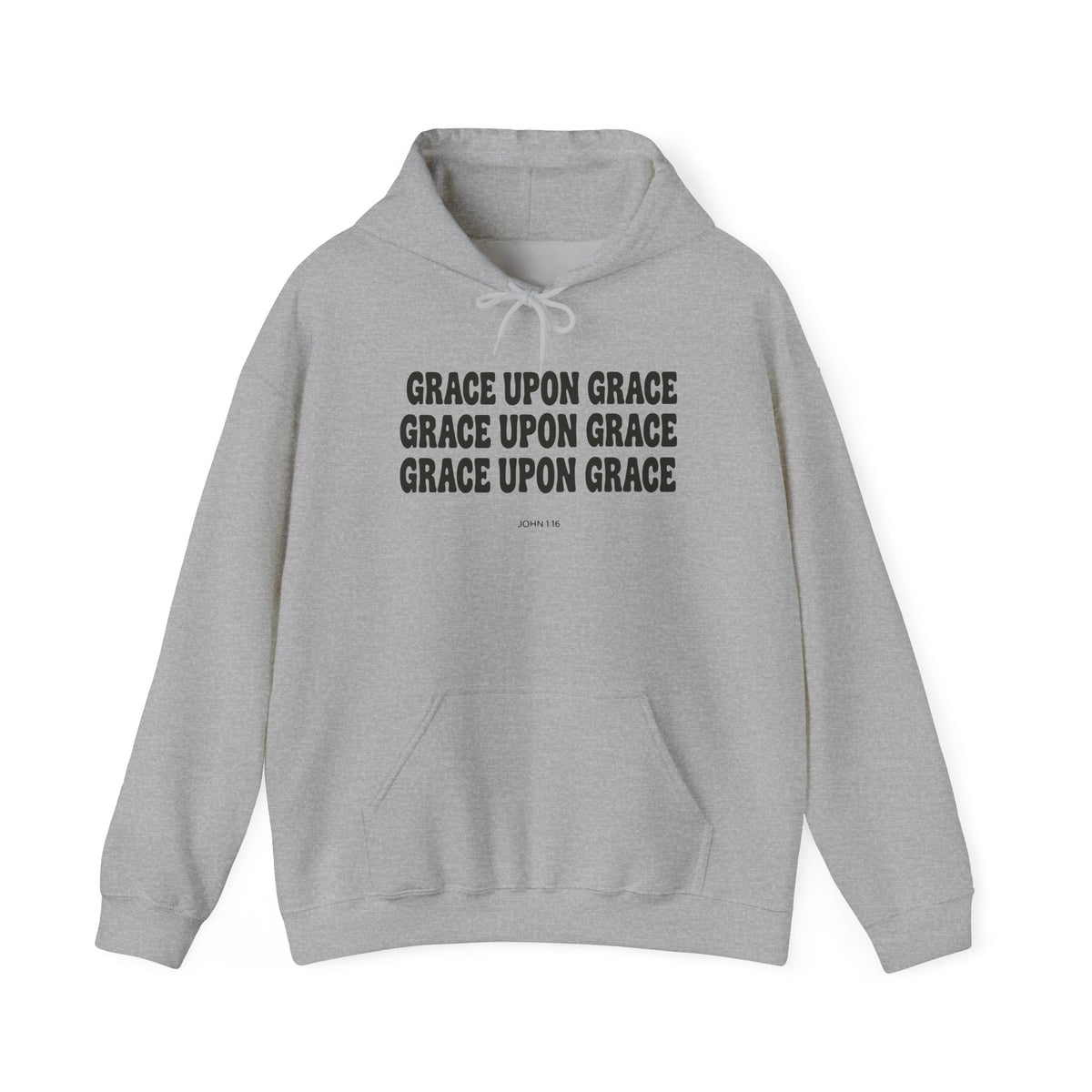 Grace Upon Grace John 1:16 hoodie in sport grey, front mockup