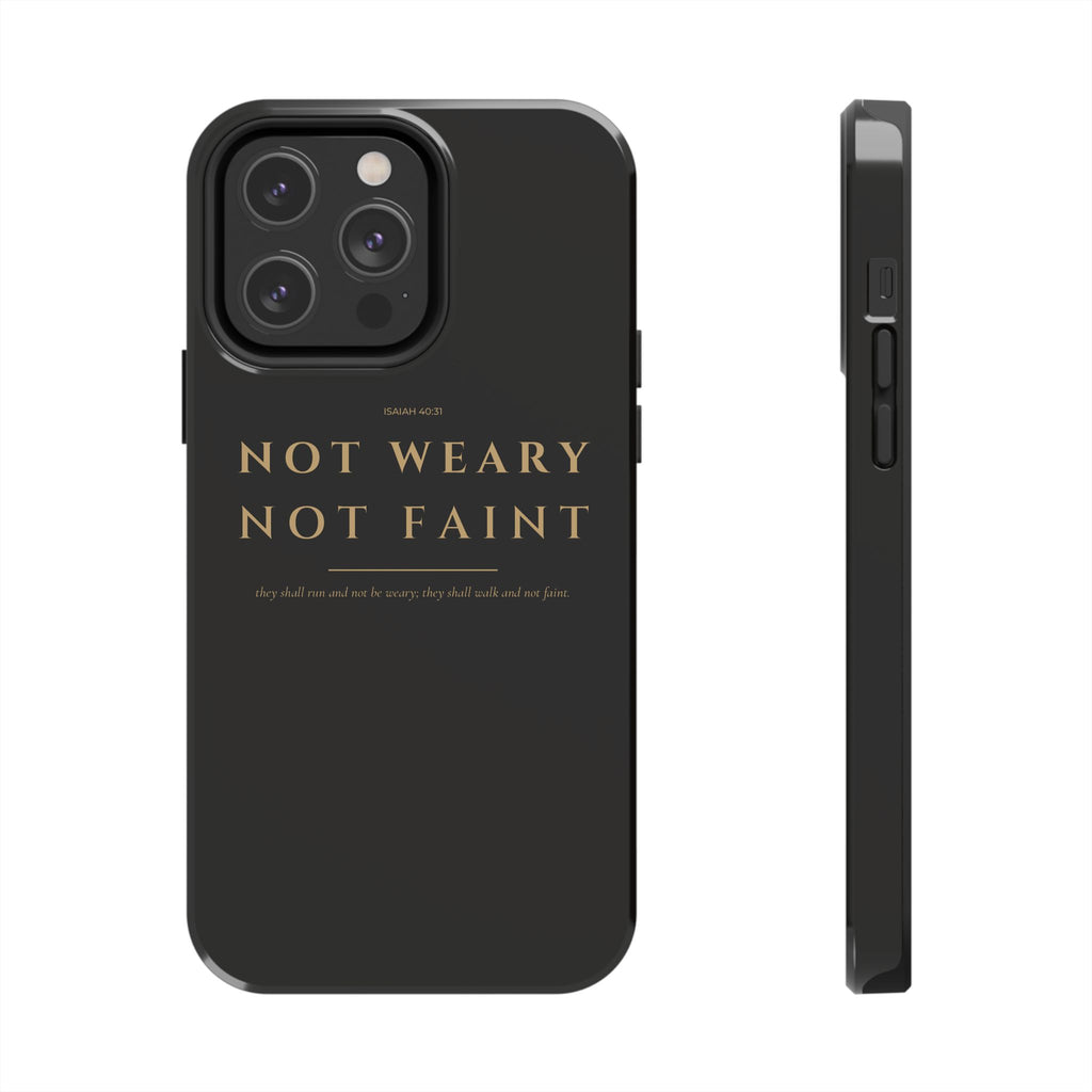 Not Weary Phone Case | Isaiah 40:31 — Black & Gold