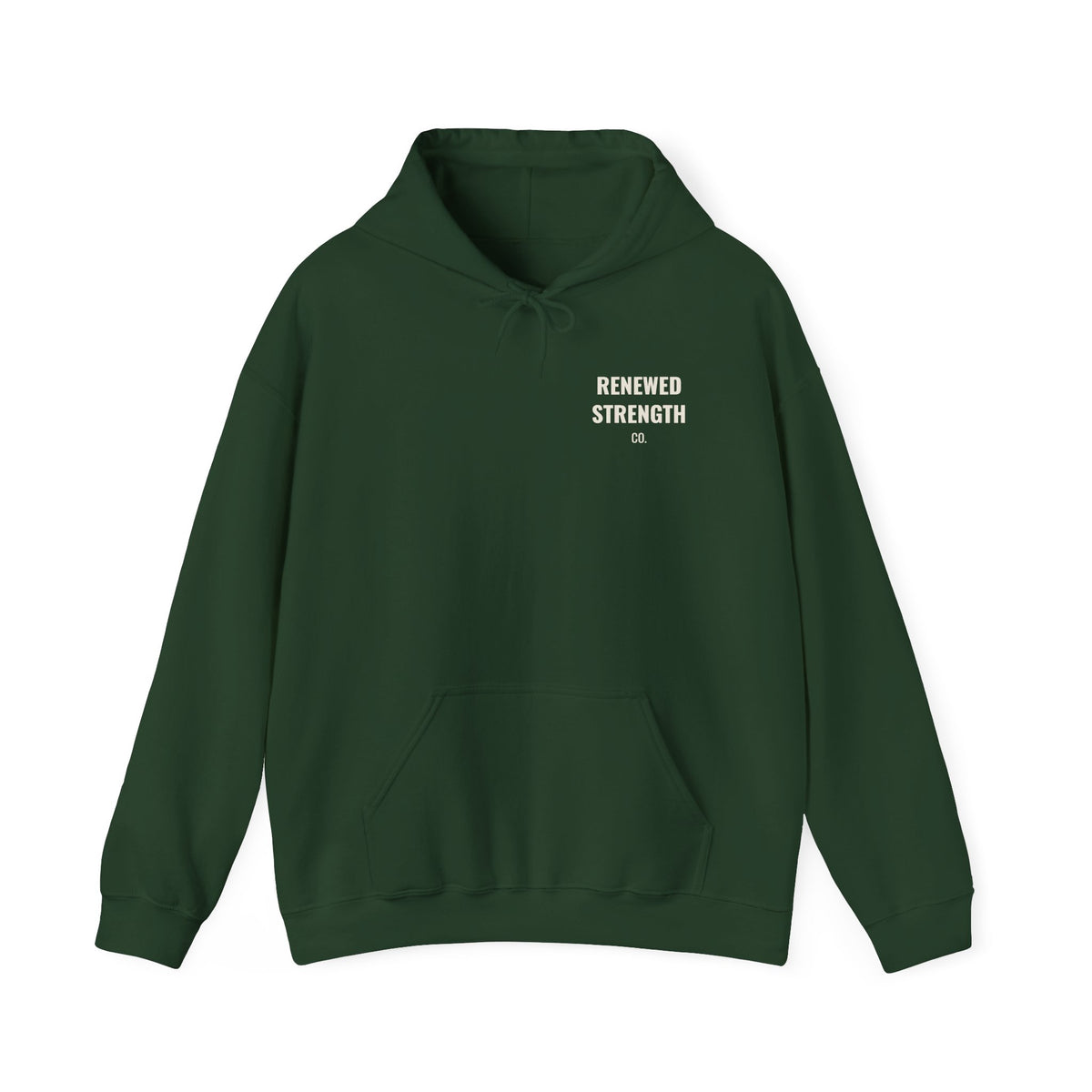 Suffering Produces Hope Romans 5:3-4 hoodie in forest green, front (left-chest logo) mockup