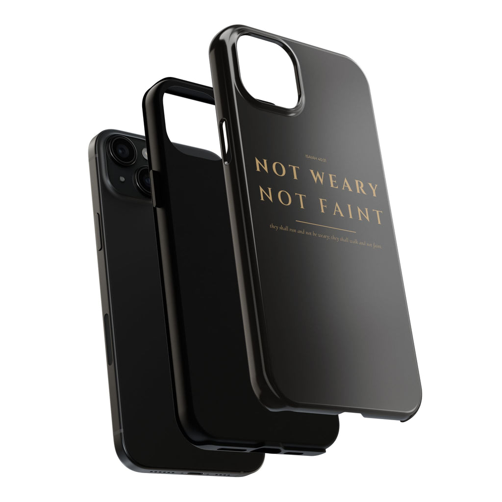 Not Weary Phone Case | Isaiah 40:31 — Black & Gold