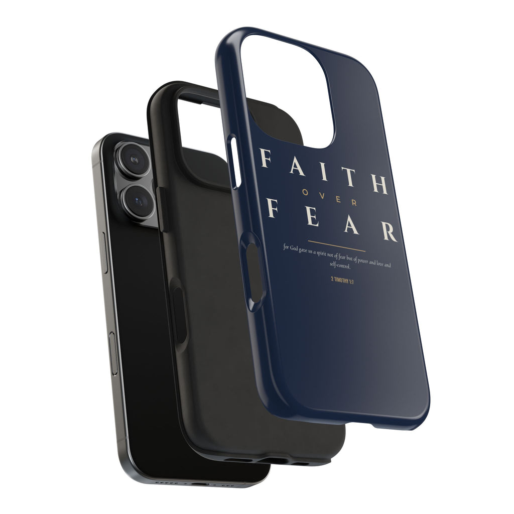 Faith Over Fear Phone Case | 2 Timothy 1:7 — Navy