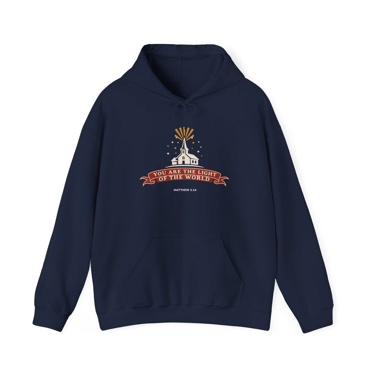 City on a Hill Matthew 5:14 hoodie in navy, front mockup