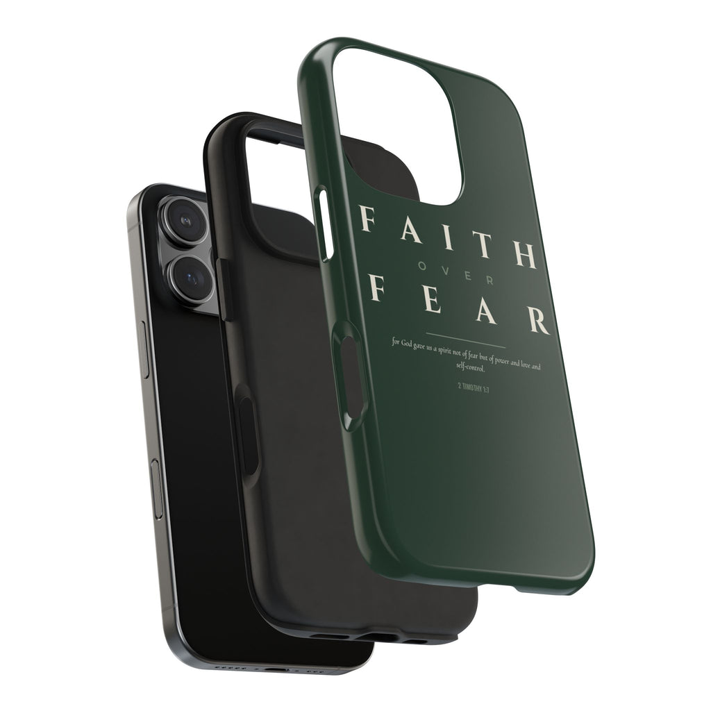 Faith Over Fear Phone Case | 2 Timothy 1:7 — Sage
