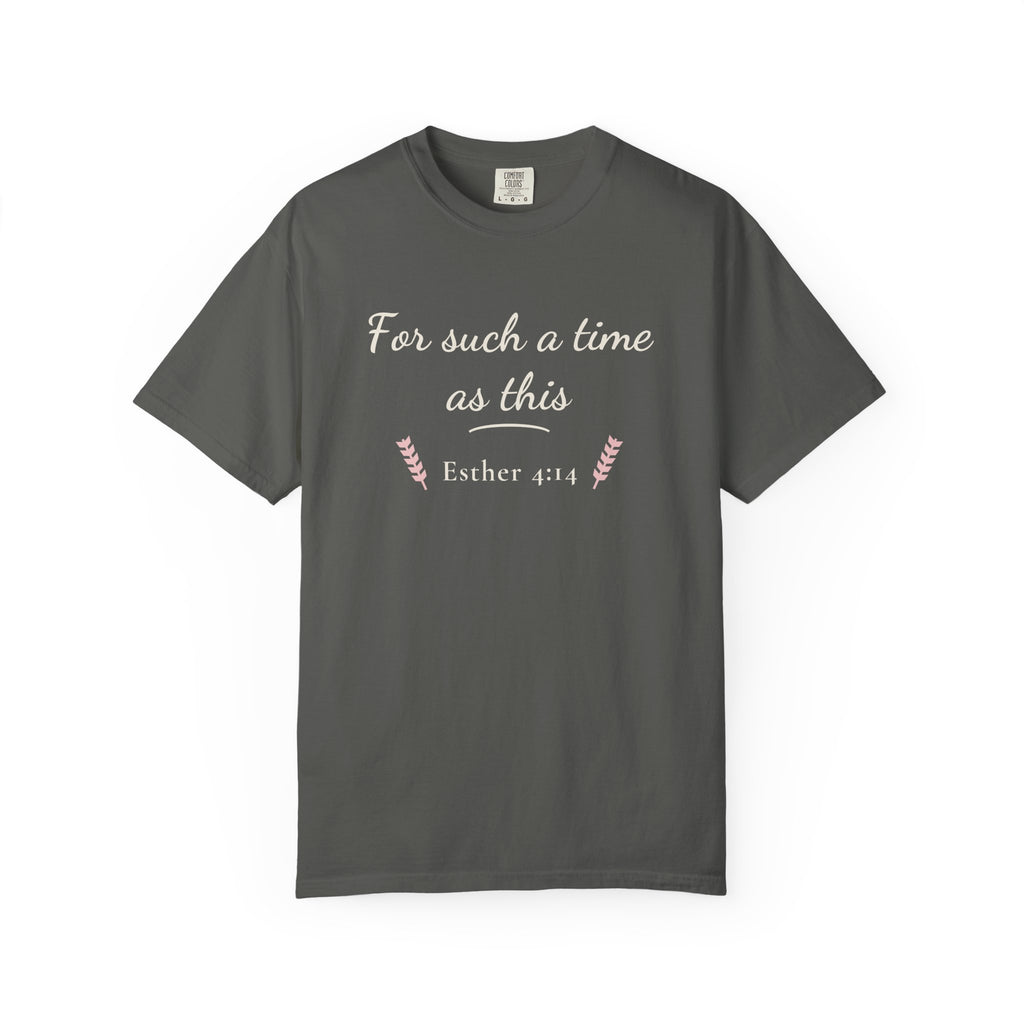 For Such a Time as This Esther 4:14 tee in pepper, front mockup