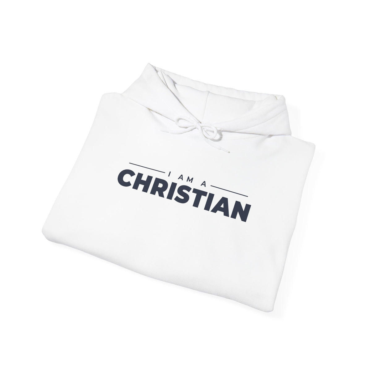I Am a Christian Christian hoodie in white, folded mockup