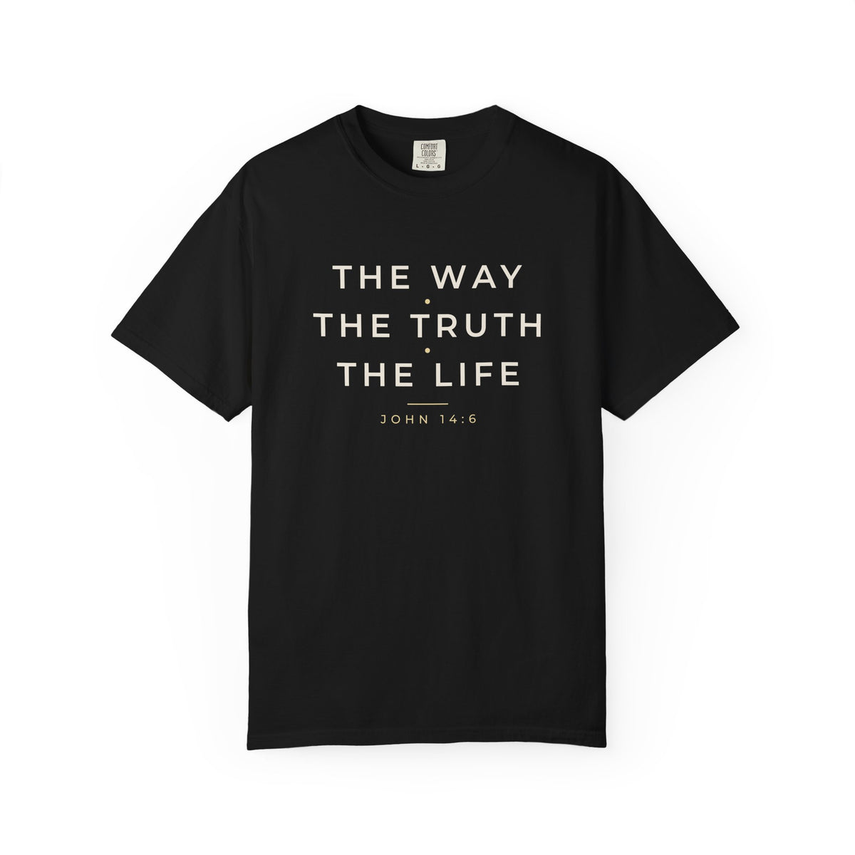 The Way The Truth The Life John 14:6 Christian tee in black, front mockup