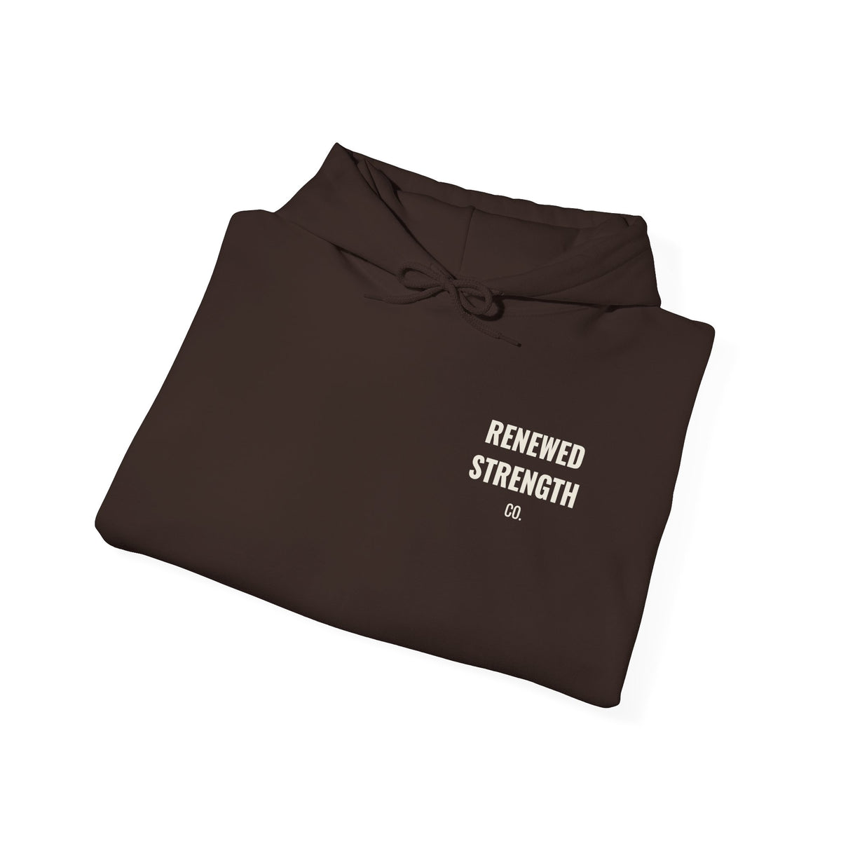 Suffering Produces Hope Romans 5:3-4 hoodie in dark chocolate, folded mockup