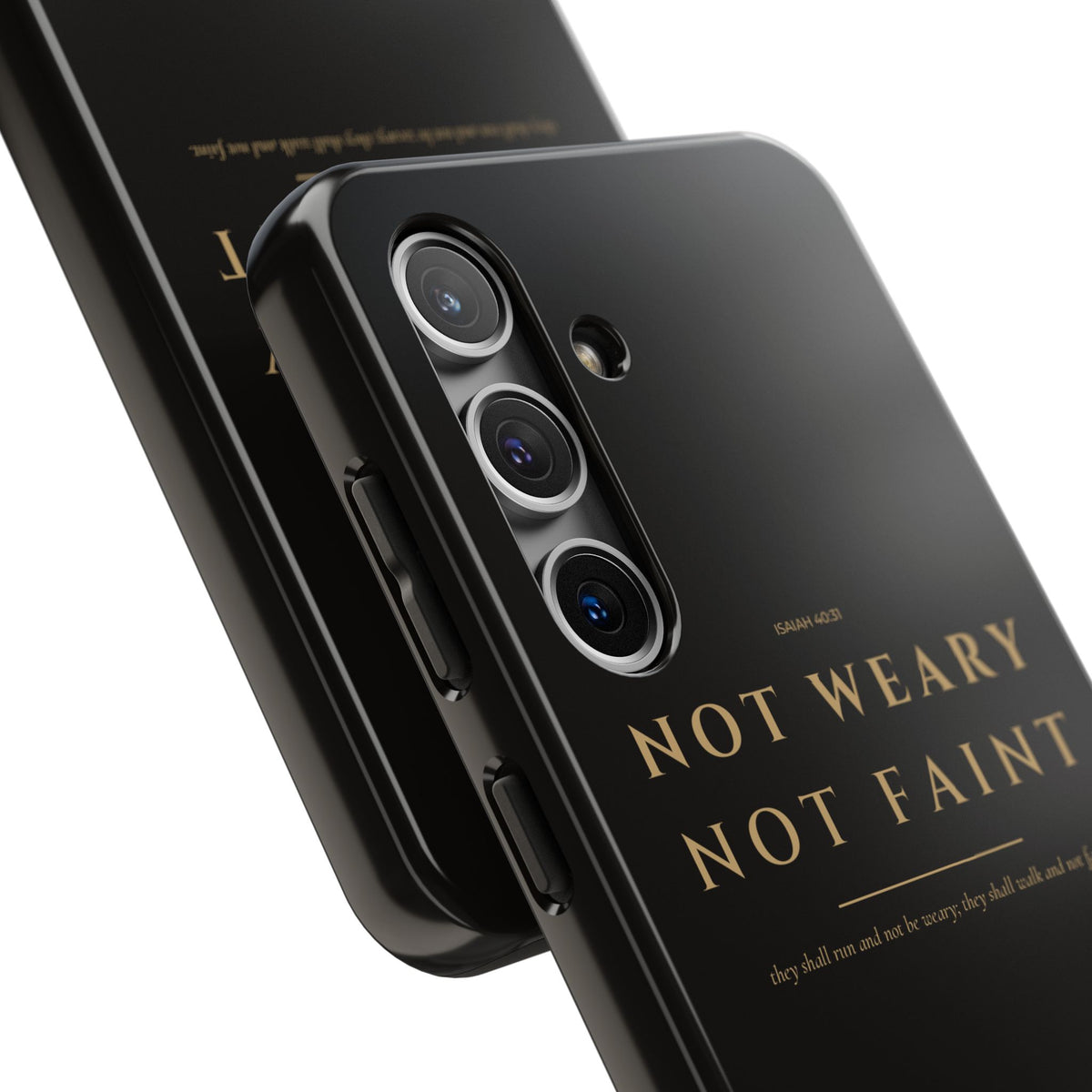 Not Weary Phone Case | Isaiah 40:31 — Black & Gold