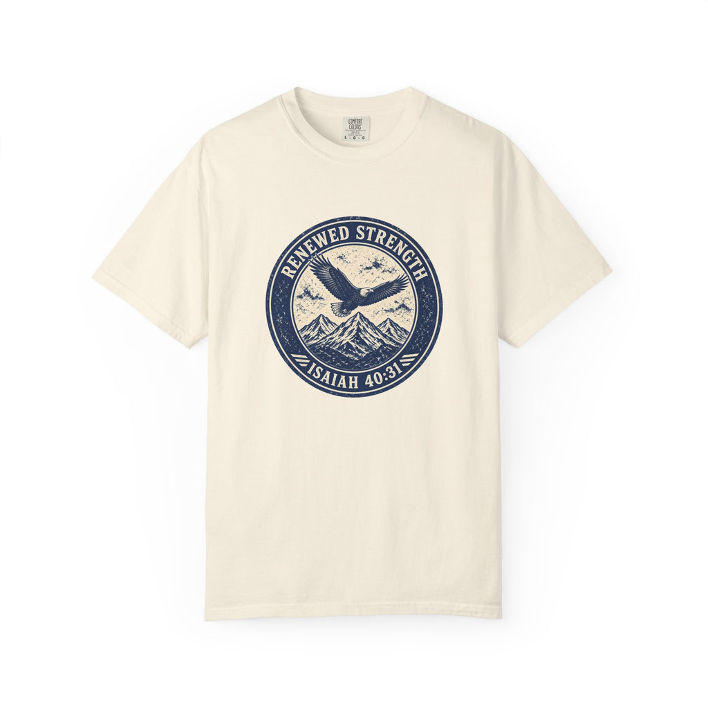Renew Your Strength Isaiah 40:31 tee in ivory, front mockup