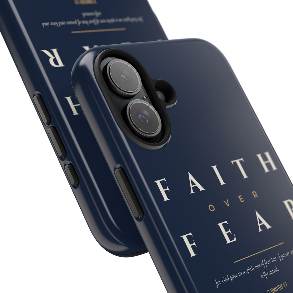 Faith Over Fear Phone Case | 2 Timothy 1:7 — Navy