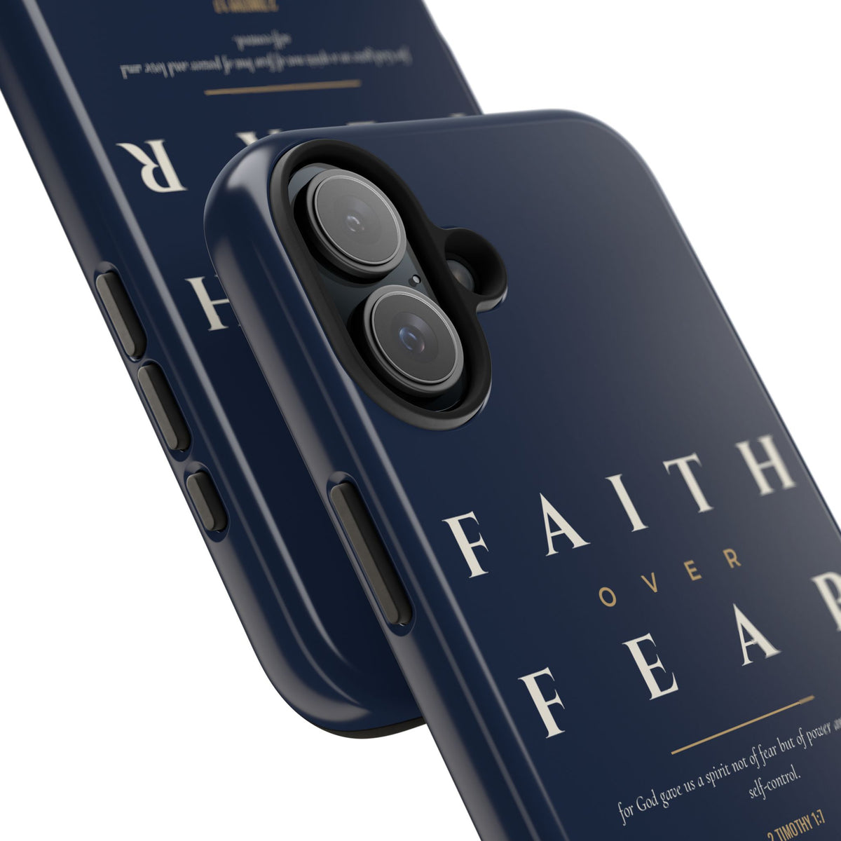 Faith Over Fear Phone Case | 2 Timothy 1:7 — Navy