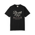Be Still & Know Wildflower Psalm 46:10 Christian tee in black, front mockup