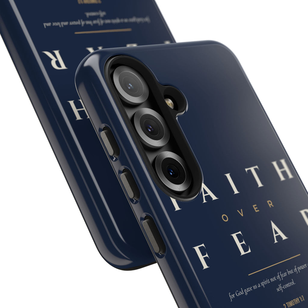 Faith Over Fear Phone Case | 2 Timothy 1:7 — Navy