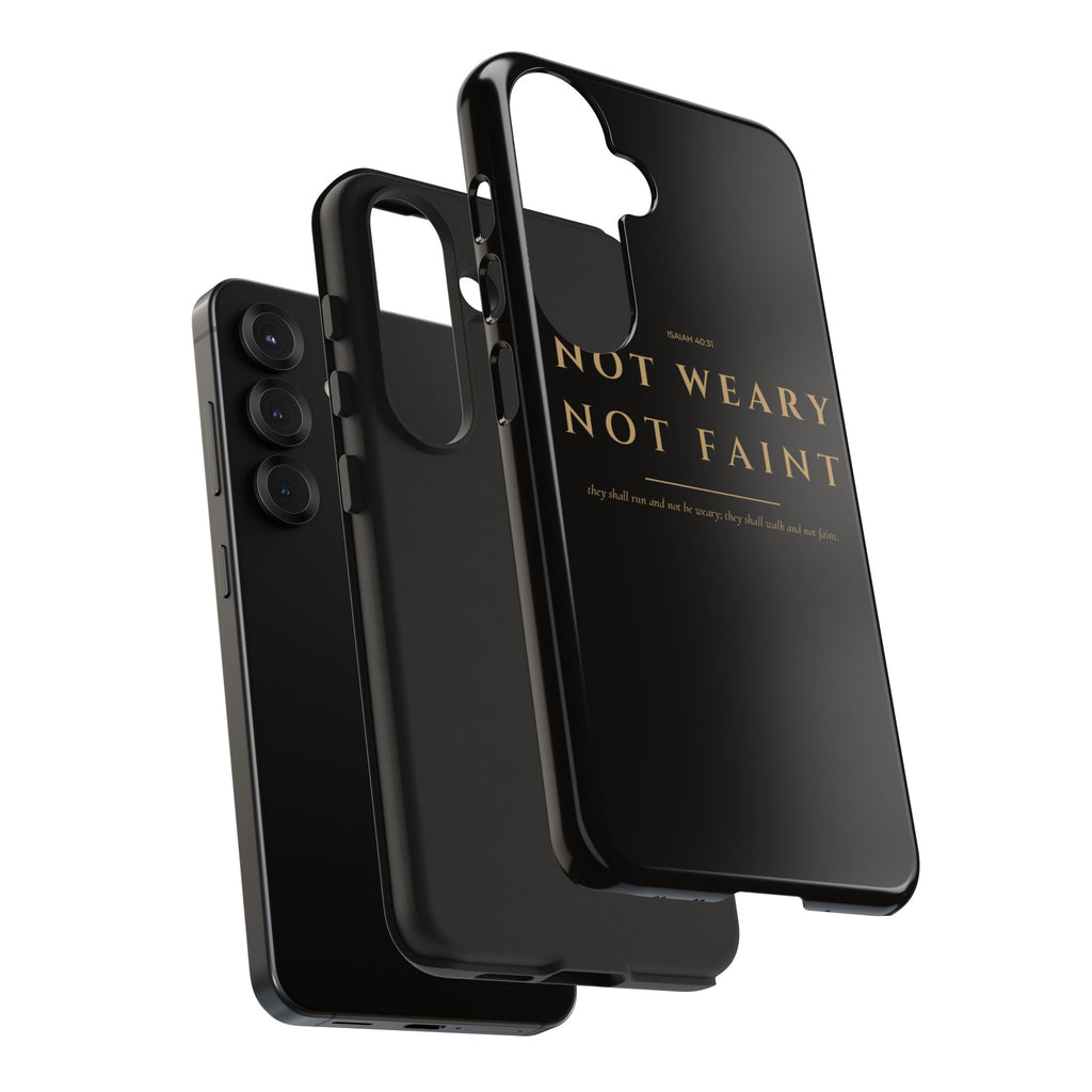 Not Weary Phone Case | Isaiah 40:31 — Black & Gold