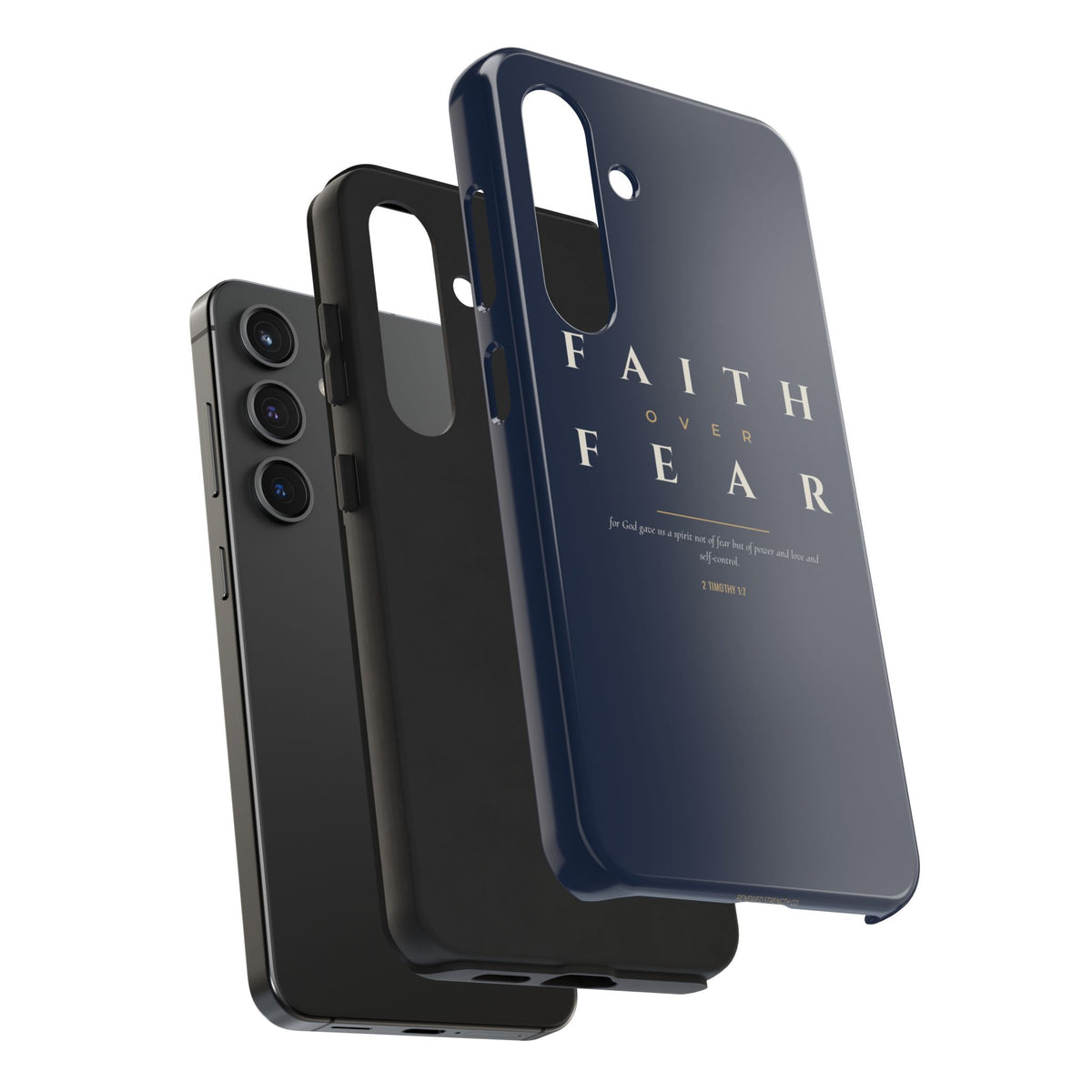Faith Over Fear Phone Case | 2 Timothy 1:7 — Navy