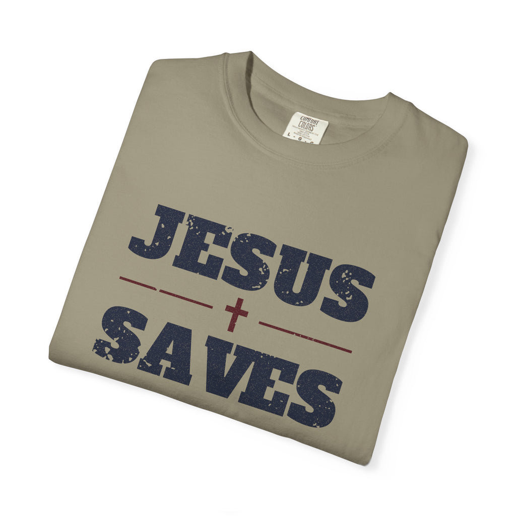 Jesus Saves Christian Tee | Garment-Dyed Heavyweight Cotton