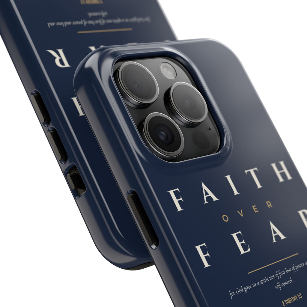 Faith Over Fear Phone Case | 2 Timothy 1:7 — Navy