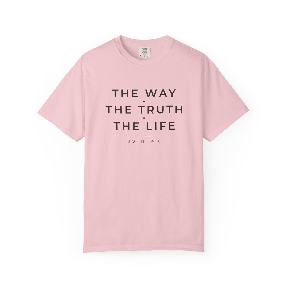 The Way The Truth The Life John 14:6 Christian tee in blossom, front mockup