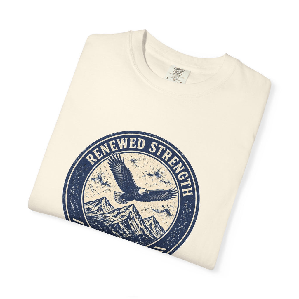 Renew Your Strength Isaiah 40:31 tee in ivory, folded mockup