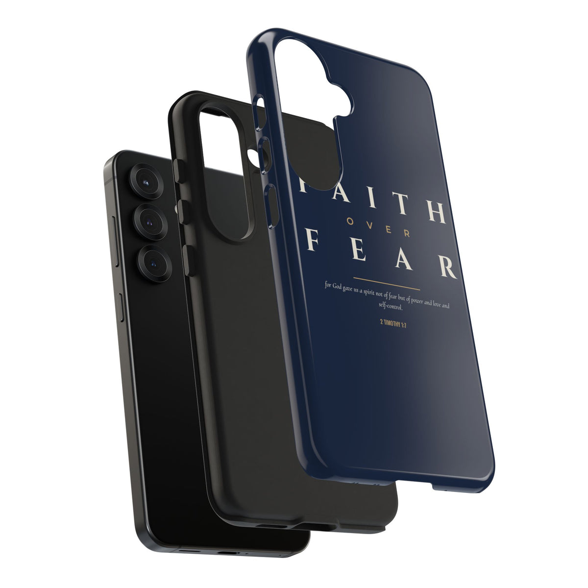 Faith Over Fear Phone Case | 2 Timothy 1:7 — Navy