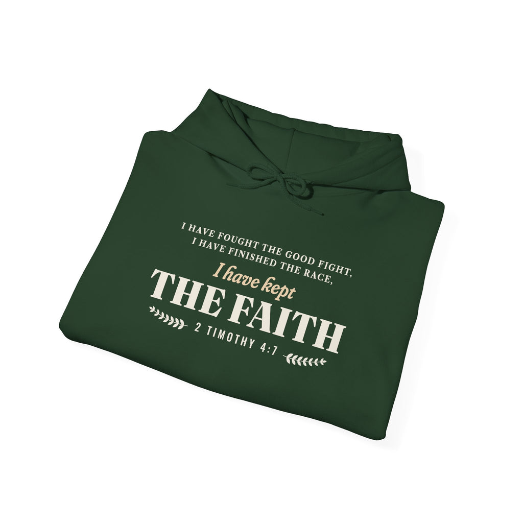 Kept the Faith 2 Timothy 4:7 hoodie in Forest Green, front, folded