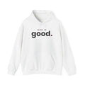 God Is Good Christian hoodie in white, front mockup