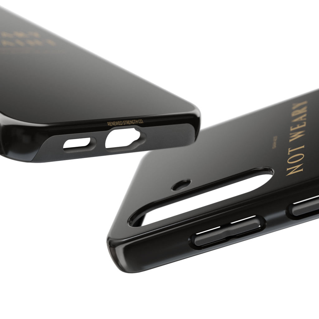 Not Weary Phone Case | Isaiah 40:31 — Black & Gold