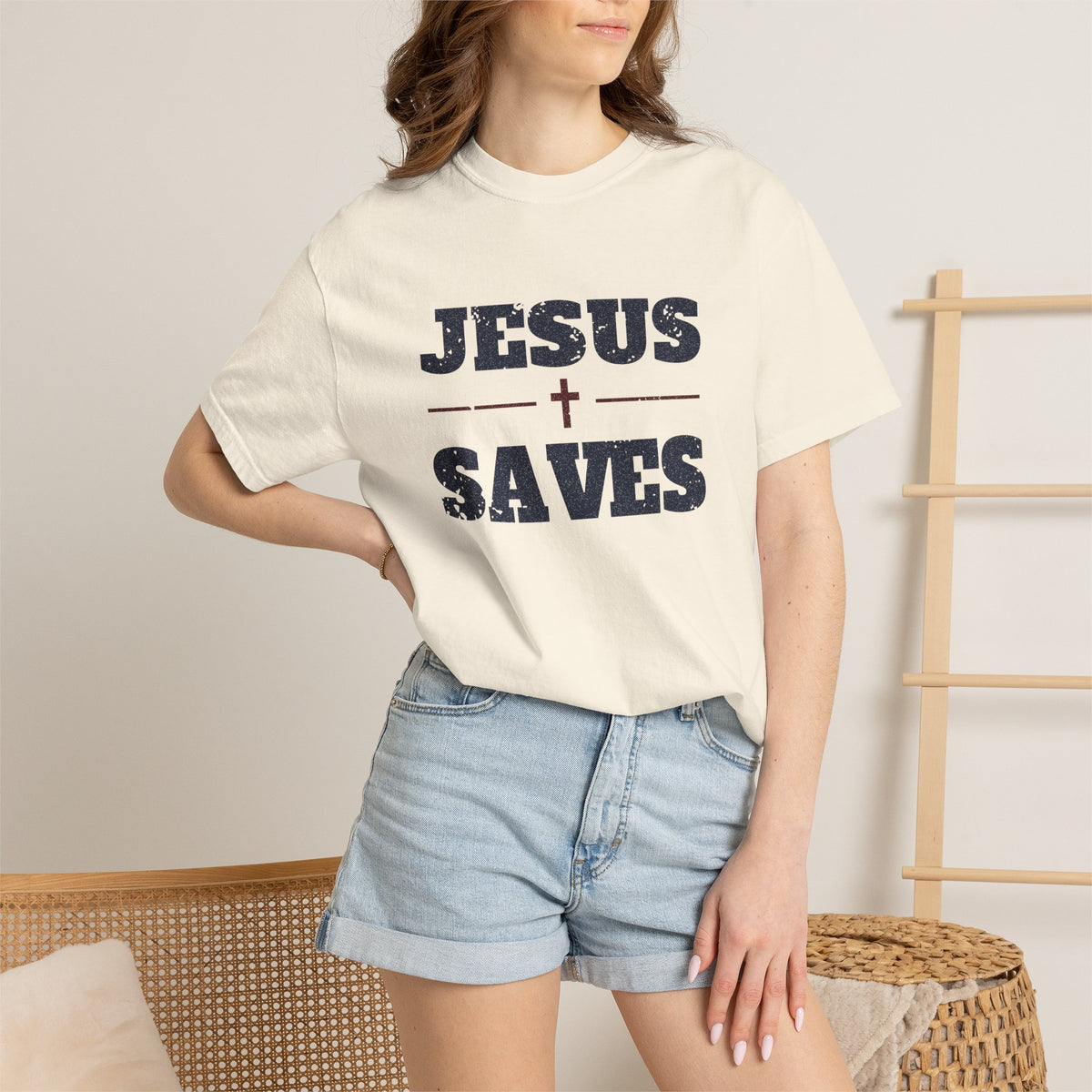 Jesus Saves Christian Tee | Garment-Dyed Heavyweight Cotton